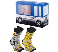 Rainbow Socks - Damen Herren Polizeiauto Socken Box Novelty Geschenk für Krimi-Fans - 2 Paar - Größen EU 41-46