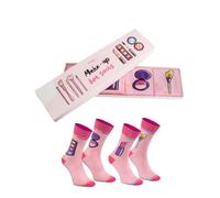Rainbow Socks - Damen Mädchen Novelty Lustige Rosa Make Up Socken - Pink Make Up Socks Box - Lippenstift Make-up-Pinsel Schattenpalette - 2 Paar - Größen EU 36-40