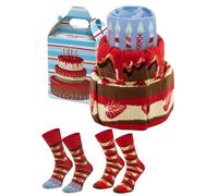 Rainbow Socks - Herren Damen Neuheit Geburtstagstortensocken - 2 Paar - Geschenk, Party,Kuchen - Größen 47-50