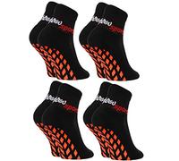 Rainbow Socks - Jungen Mädchen Neon Sneaker Sport Stoppersocken - 4 Paar - Schwarz - Größen 30-35