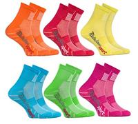 Rainbow Socks - Jungen Mädchen Sneaker Bunte Baumwolle Sport Socken - 6 Paar - Orange Rot Gelb Blau Grün Rosa - Größen 30-35
