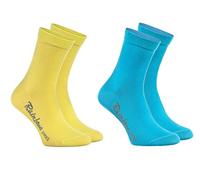 Rainbow Socks - Jungen und Mädchen Bunt Socken Baumwolle - 2 Paar Multipack - Türkis Gelb - Größen 24-29