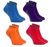 Rainbow Socks - Jungen und Mädchen Sneaker Socken Baumwolle - 4 Paar Multipack - Jeans Violett Orange Rot - Größen 24-29