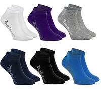 Rainbow Socks - Jungen und Mädchen Sneaker Socken Baumwolle - 6 Paar Multipack - Weiß Violett Grau Dunkelblau Schwarz Jeans - Größen 24-29