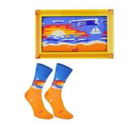 Rainbow Socks - Painting Box Socks - Damen Herren Bild Gemälde Socken im Rahmen - Novelty Geschenk Socken für Kunstfans Maler - Raumdekoration - 1 Paar - Größen 36-40