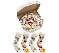 Rainbow Socks - Pizza Socks Box - Damen Herren Pizza Socken Box Capricciosa - 4 Paar - Größen 41-46
