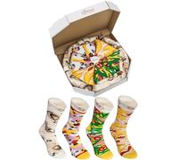 Rainbow Socks - Pizza Socks Box - Damen Herren Pizza Socken Box Mix Italienische Hawaii Capricciosa - 4 Paar - Größen 36-40