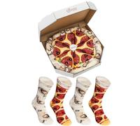 Rainbow Socks - Pizza Socks Box - Damen Herren Pizza Socken Box Pepperoni - 4 Paar - Größen 47-50