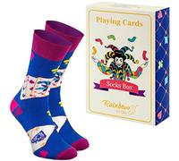 Rainbow Socks - Sockenkartenstock - 1 Paar, 2 Farbversionen - Geschenksocken Für Einen Liebhaber Von Kartenspielen: Poker, Bridge, Patience, Magiker, Der Kartentricks Macht