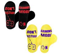 Rainbow Socks - Unisex Damen Herren -Anti-Rutsch-Socken Abs mit Einer Lustigen Anschrift - Für Spieler, Gamer - Wenn Du Es Lesen Kannst - 2 Paar - schwarz gelb - 44-46