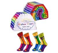 Rainbow Socks - Unisex Damen Herren - Buntstiftsocken in Einer Verpackung in Form Vom Regenbogen - für Sie, für Ihn - Regenbogensocken fürs Geschenk - 2 Paar - Buntstiftsocken - 36-40