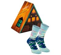 Rainbow Socks - Unisex Damen Herren - Farbige Reisesocken In Einer Berghütte - Als Geschenk Für Einen Reisenden, Touriste- 1 Paar - BERGHÜTTE - 47-50
