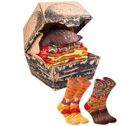 Rainbow Socks - Vege Burger Box Socks - Damen Herren Lustige Vegan Burger Gemüseburger Socken Box - Novelty Geshenk Socken für Fans vegetarischer und veganer Ernährung - 2 Paar - Größen EU 41-46