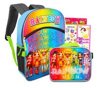 Rainbow Studios High School Backpack and Lunch Set - Bundle with Rainbow High 16 Inch Backpack and Lunch Bag Plus Shopkins Stickers and More