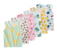 Rainjia 1-11 Jahre Kinder Unterhemd mit Bedruckte Mesh Tank Top Baumwolle Atmungsaktive 5er Pack Mädchen Unterhemden Baumwollwesten Ärmellos T Shirt Mädchen Tanktop Unterwäsche Gr. 80-140