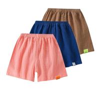 Rainjia 1-9 Jahre Baby Mädchen Jungen Musselin Shorts 80/86/92/98/104 Mädchen Jungen Kurze Hose Baumwolle 104/110/116/122/128/134 Kinder Einfarbige Sommer Freizeit Hosen Kurze Sport, 3er Pack