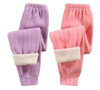 Rainjia 2-11 Jahre Kinder Leggings Thermo Gr.92/98/104, 2er Pack Jungen Fleece Hose Plüschleggins Gr. 110/116/122 Jungen Hosen Thermo Jeggings mit Fleecefutter für Mädchen Jungen 128/134/146