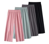 Rainjia 2-11 Jahre Sommerhose Mädchen Hose Weites Bein Gr. 92/98/104/116/122/134/146/158 Kinder Culotte Mädchen Freizeithose Elastische Lässige Jogginghose Lose Hosen, 4er Pack