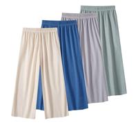 Rainjia 2-11 Jahre Sommerhose Mädchen Hose Weites Bein Gr. 92/98/104/116/122/134/146/158 Kinder Culotte Mädchen Freizeithose Elastische Lässige Jogginghose Lose Hosen, 4er Pack