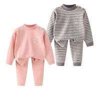 Rainjia 2 Sets Baby Thermounterwäsche 68/74/80/86 Jungen Micro-fleecege Weich Thermounterhemd Oberteile Thermohose Leggings 92/98/104 Mädchen Skiunterwäsche Funktionsunterwäsche 110/122/134/140