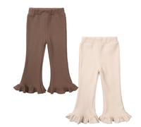 Rainjia 2er-Pack Baby Mädchen Schlaghose Gr. 80/86/92 Mädchen Leggings Einfarbige Schlaghosen Gr. 98/104/116/122 Mode Stretch Flared Strick Rüschen Hose Baumwolle Weiche Enge Hosen 1-7Jahre