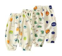 Rainjia 3er Pack Baby leichte Hose Bloomers mit Aufdrucken Gr. 80/86/92/98 Kinder Mädchen Jungen Baumwolle Sommerhosen Pumphose Gr. 104/116/122/128 Haremshose Jogginghose Lässige Hose 1-7Jahre