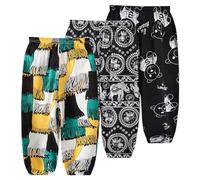 Rainjia 3er Pack Baby Sommer Jogginghose Baumwolle Bloomers Gr.86/92/98 Mädchen Jungen Pumphose Sommer leichte Lange Hose Gr. 104/116/128/134 Lässige Elastische Hose 1-9 Jahre