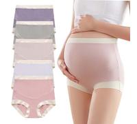 Rainjia 5er Pack Schwangerschaft Slip Modal Damen Umstandsmode Unterwäsche Baumwolle Umstandsslip Hohe Taillen Unterhose Bauch Unterstützung Höschen Schlüpfer Panty Slip
