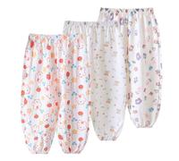 Rainjia 6 Monate-5 Jahre Baby leichte Lange Hose Bloomers Gr. 68/70/74/80/86, 3er Pack Baby Mädchen dünn Pumphose Sommer Jogginghose Lässige Elastische Hose Sommerhose Gr. 92/98/104/116
