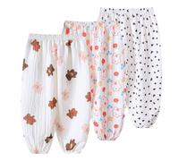 Rainjia 6 Monate-5 Jahre Baby leichte Lange Hose Bloomers Gr. 68/70/74/80/86, 3er Pack Baby Mädchen dünn Pumphose Sommer Jogginghose Lässige Elastische Hose Sommerhose Gr. 92/98/104/116