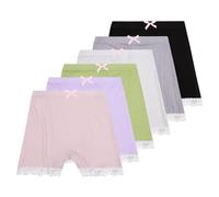Rainjia 6er Pack Mädchen Pantys Boxershorts Hipster mit Spitzen Leggings Kurze Modal Radlerhose unter Kleid mit Baumwoll Schritt Kurze Hose Sommer Shorts 2-13 Jahre