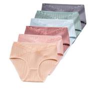 Rainjia 6er Pack Unterhosen Unterwäsche für Schwangere V-foermigen Schwangerschaftsslip Spitze Seidig Glatt Hipster Umstandsmode Damen Höschen Schwangerschaft Postpartum Slip