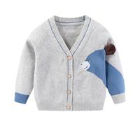 Rainjia Baby Cardigan Mädchen Strickjacke Jungen Gr. 70/74/80/86/92/98/104, Baby Jungen Gestrickt Pulli V-Ausschnitt Herbst Oberteile Baby Strickpullover mit Eisbär-Muster Outwear 3 Monate - 3 Jahre