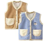 Rainjia Baby Fleece Weste Gilets Gr. 86/92/98, 2 Stück Kleinkind Weste Kinder Ärmellos Warmer Mantel Weste Gr. 104/110/116/122 Frühling Herbst Fleece Übergängeweste, 2-7 Jahre