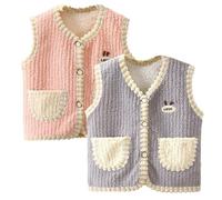 Rainjia Baby Fleece Weste Gilets Gr. 86/92/98, 2 Stück Kleinkind Weste Kinder Ärmellos Warmer Mantel Weste Gr. 104/110/116/122 Frühling Herbst Fleece Übergängeweste, 2-7 Jahre