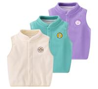 Rainjia Baby fleece-Westen mit Tierstickerei Gr.68/74/80, 3er Mädchen Ärmellose Fleecejacke 86/92/98 Jungen Stehkragen Weste Verdicken 104/110 Solide Kinderweste Oberbekleidung Oberteile