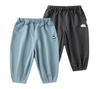 Rainjia Baby Leichte Solide Pumphose mit Cartoondrucken Jungen Haremshose Gr. 68-116, 2er Pack Baby Mädchen Jogginghose Sommer dünne Freizeithose Klimahose Jogger Hose 6 Monate - 5 Jahre