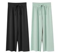 Rainjia Baby Mädchen Sommerhose Weites Bein Gr.92/98/104, 2 Stück Culotte Mädchen Freizeithose Elastische Gr. 116/122/134/146 Lässige Jogginghose Lose Hosen Mit Kordelzug, 2-11 Jahre