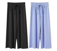 Rainjia Baby Mädchen Sommerhose Weites Bein Gr.92/98/104, 2 Stück Culotte Mädchen Freizeithose Elastische Gr. 116/122/134/146 Lässige Jogginghose Lose Hosen Mit Kordelzug, 2-11 Jahre