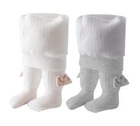 Rainjia Baby Mädchen Thermo Strumpfhose mit Schleife Gr. 68/74/80 Kinder Winter Warm Fleece Strumpfhosen Gr. 86/92/98 Ballettstrumpfhose Leggings 104/110 Dicke Gefütterte Strümpfehosen