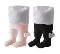 Rainjia Baby Mädchen Thermo Strumpfhose mit Schleife Gr. 68/74/80 Kinder Winter Warm Fleece Strumpfhosen Gr. 86/92/98 Ballettstrumpfhose Leggings 104/110 Dicke Gefütterte Strümpfehosen
