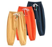 Rainjia Babyhose Baumwolle Pumphose Sommerhose 1-7 Jahre, 3er Pack Baby Leichte Haremshose Schlupfhose Mädchen Jogginghose dünne Freizeithose Baggy Jogger Hose Gr. 80/86/92/98/104/116