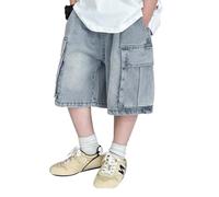 Rainjia Bermuda Jungen Jeans-Shorts Löchern Loose Fit 3-15 Jahre, Kinder Pull-On Cargo Shorts Baggy Denim Shorts Sommer Hip Hop Streetwear Jeans Kurz Jungen 98/104/116/128/134/146/152/164