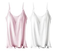 Rainjia Damen Stilltop Unterhemd BH-Hemd, 2er Pack Mutterschaft Tanktop Integriertem BH Spaghetti Tops Oberteil Ohne Bügel Trägertop Camilose Top Modal für Stillen Schlaf Freizeit und Alltag