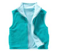 Rainjia Kinder Fleeceweste Jungen Mädchen Gr. 86/92/98/104/116/122/134, Kinderweste Doppelseitig tragbar Fleece Weste mit 2 Taschen Stehkragen Ärmellose Kinderjacke Westen 2-8 Jahre