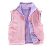 Rainjia Kinder Fleeceweste Jungen Mädchen Gr. 86/92/98/104/116/122/134, Kinderweste Doppelseitig tragbar Fleece Weste mit 2 Taschen Stehkragen Ärmellose Kinderjacke Westen 2-8 Jahre