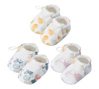 Rainjia Krabbelschuhe Baby 0-6-12 Monate, 3 Paar Winterschuhe Babyschuhe Weiche Sohle Warme Booties Neugeborenen Lauflernschuhe Kleinkind Mädchen Jungen Outdoor rutschfeste
