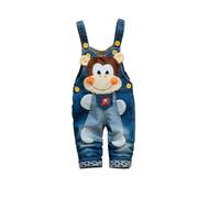 Rainjia Latzhose Baby Jungen Mädchen süßes Bär Overalls Baumwolle Gr. 74/80/86 kinder Jeanshose Cartoon-Affen Denim Latzhosen 92/98 Baby-Jeans-Overall Freizeit Baby ärmellos strampler