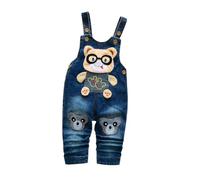 Rainjia Latzhose Baby Jungen Mädchen süßes Bär Overalls Baumwolle Gr. 74/80/86 kinder Jeanshose Cartoon-Affen Denim Latzhosen 92/98 Baby-Jeans-Overall Freizeit Baby ärmellos strampler