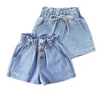 Rainjia Mode Kurze Hose Kinder Mädchen Jeans Shorts 2-11 Jahren, Mädchen Sommer Baumwolle Denim Shorts mit Taschen Kurze Jeanshose Leicht Denim Hotpants Freizeit Sommerhose Kurze, GR. 86-146